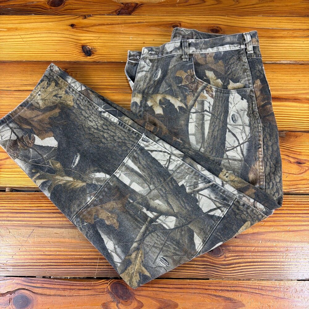 Vintage 90s Wrangler Real Tree Camo Pants Double Knee Straight Leg Men’s 40x30